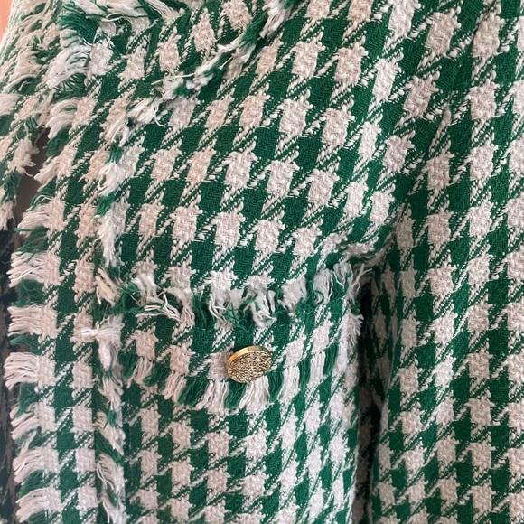 Nanette Lepore Green Houndstooth Jacket EUC Medium - Picture 6 of 9